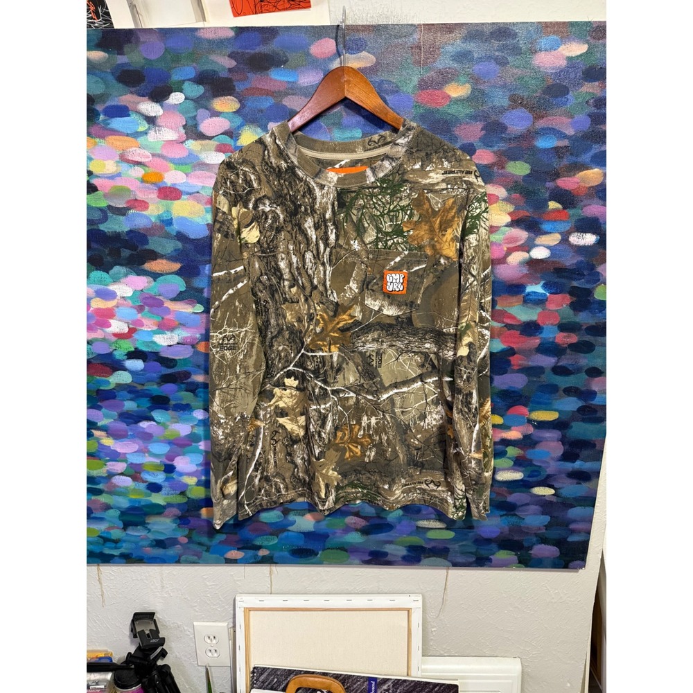 Empyre Realtree Edge Camo Long Sleeve Pocket Tee Mens Medium Brown Green